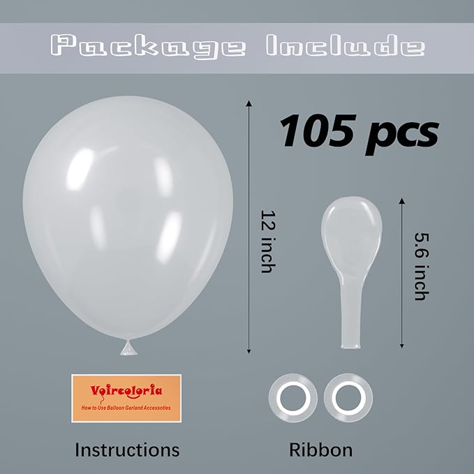 Voircoloria 105pcs Clear Balloons 12inch Party Latex Balloons for Boys Girls Birthday Baby Shower Gender Reveal Wedding Sunflower Party Decorations