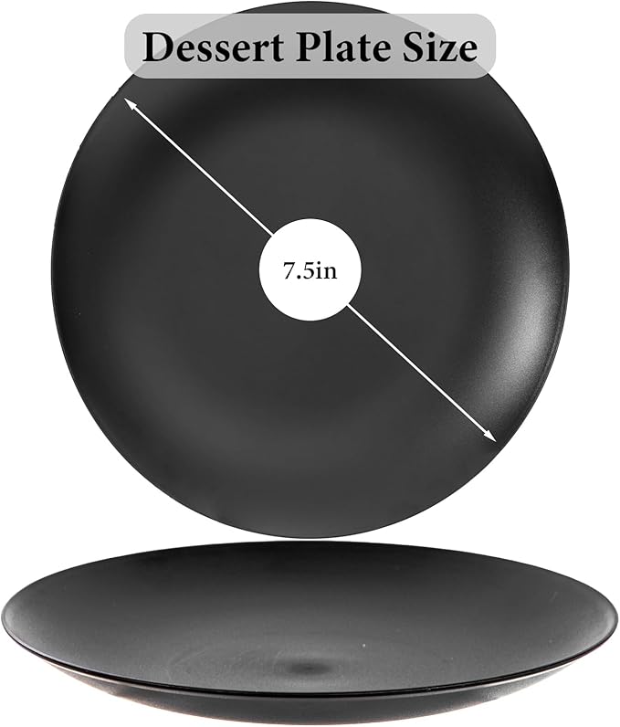EI enjonirinjonir 80pcs Black Dessert Plates 7.5inch,Disposable Matte Plastic Plate Frosted Small Black Dessert/Cake/Appetizer Plastic Plates Disposable Heavy Duty for Party or Wedding Serve 80 Guest
