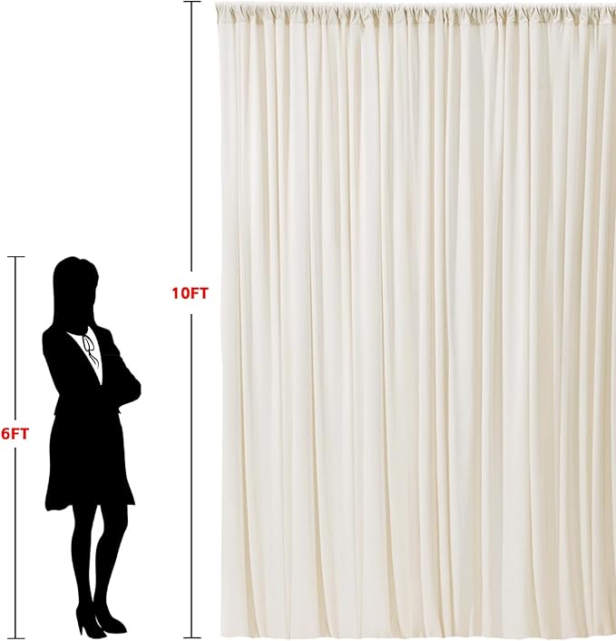 40x10ft Wrinkle Free Ivory Backdrop Curtain for Parties Soft Fabric Drapes Wedding Ivory Curtain Backdrop for Birthday Party Decorations Background for Photography 5x10ft,8 Panels