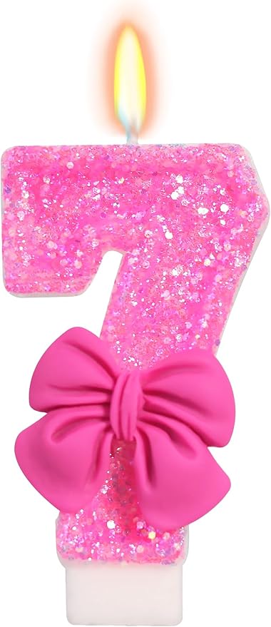 Number 7 Birthday Candle, Rose, 3.1 Inch, Unscented