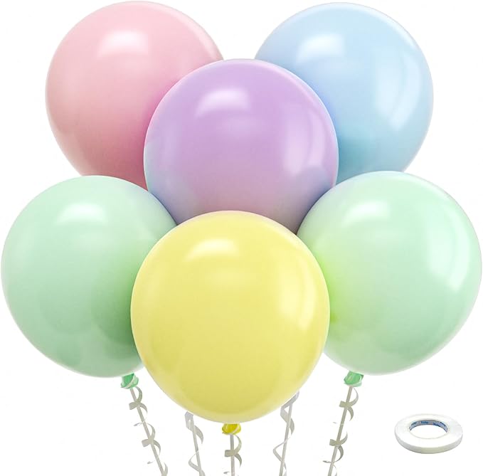 Bezente Pastel Balloons 18 Inch - 30 Pack Large Thick Macaron Balloons Big Round Multicolor Latex Balloons for Birthday Bridal Shower Wedding Rainbow Party Decorations
