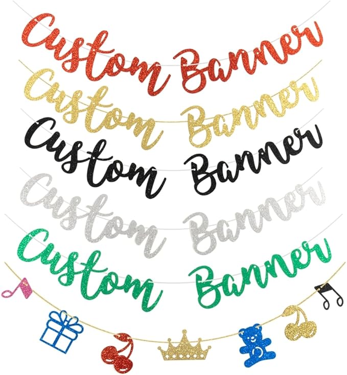 Custom Letter Banner Personalized Glitter Banner For Birthday Wedding Anniversary Baby Shower Bridal Shower Party Decorations