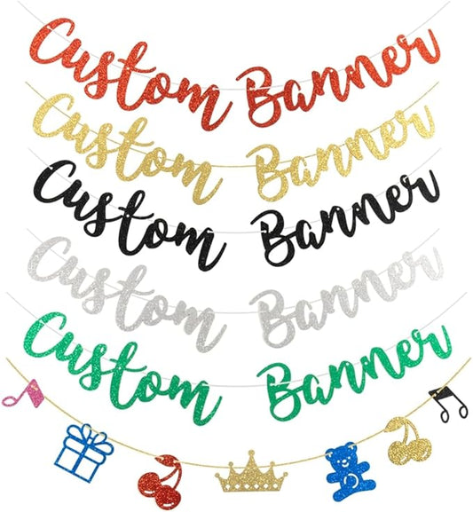 Custom Letter Banner Personalized Glitter Banner For Birthday Wedding Anniversary Baby Shower Bridal Shower Party Decorations