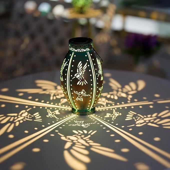 2 Pack Solar Lanterns Outdoor Waterproof Decorative Hummingbird Solar Lantern Lights Hanging for Outside Patio Tableto Garden Yard Lawn Decor, Gifts for Mom Grandma Woman