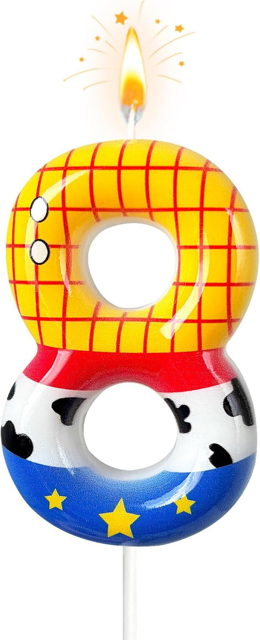 Toys Inspired Game Birthday Number Candles, Cartoon Story Number Candles, Cartoon Cake Decorations, Birthday Decoration Supplies, Suitable for Boys and Girls Party Celebrations (8)