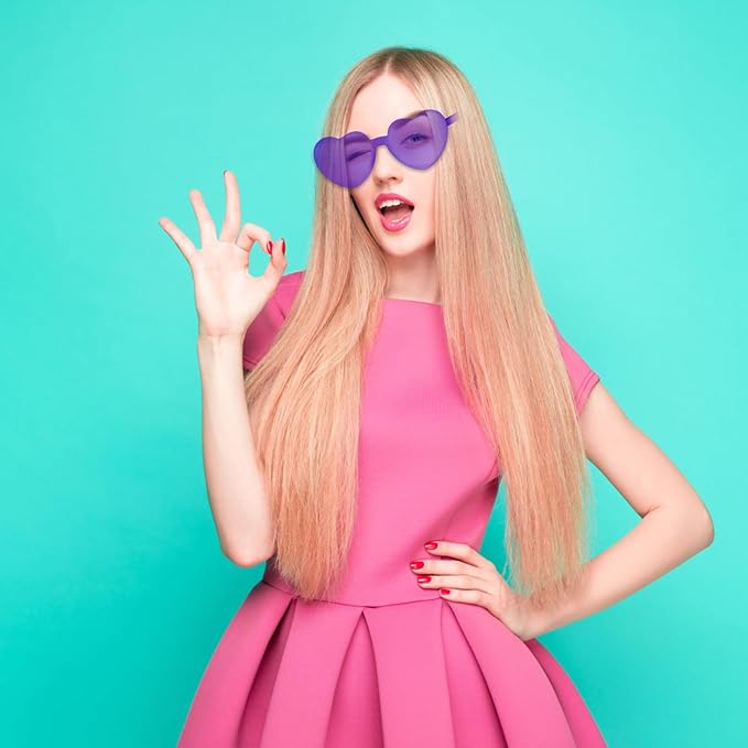 NACHLYNN 24 Pairs Purple Heart Sunglasses for Women Rimless Heart Shaped Sunglasses Candy Glasses for Party Favors