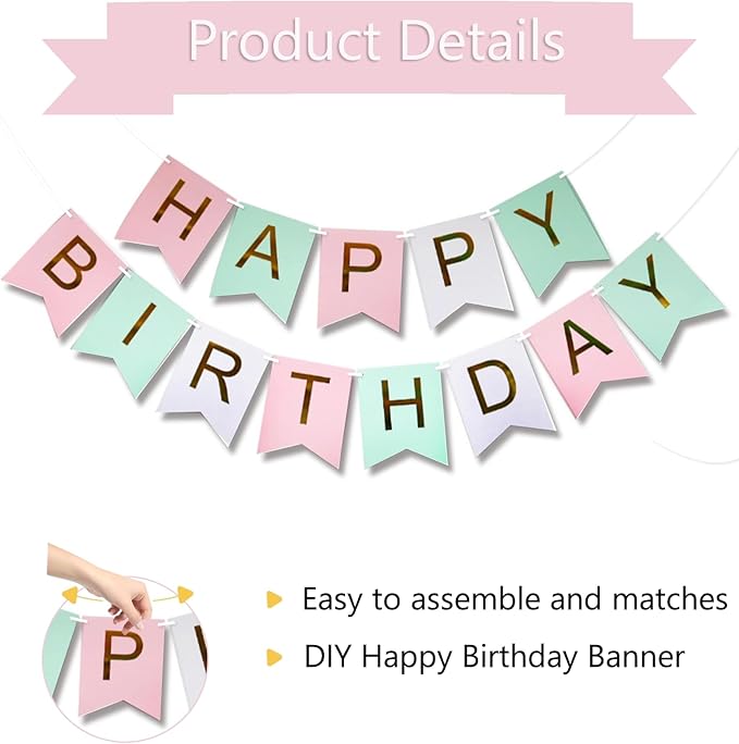 Happy Birthday Banner Party Banner Birthday Hanging Decoration for Women Men Girls Boys Adults Pets Party Backdrop Wall Decor Party Supplies
