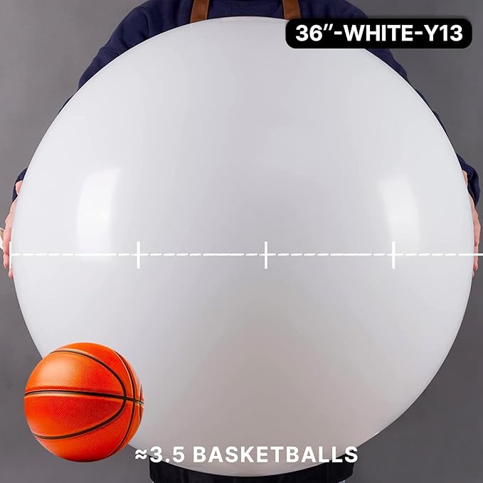 PartyWoo White Balloons 4pcs 36 Inch Extra Large Big Jumbo Giant Matte White Latex Helium Balloons for Wedding Bridal Graduation Engagement Baby Shower Birthday Tea Party Decorations White-Y13