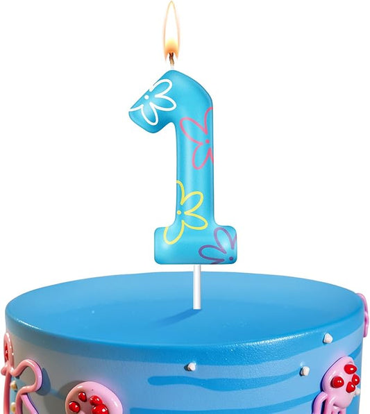 Conelist Sponge 1 Birthday Number Candle for Cake 1th Birthday Cake Decoration Cute Flower Cloud Decorations for Ocean Cartoon Theme Party Supplies and Celebration Decor