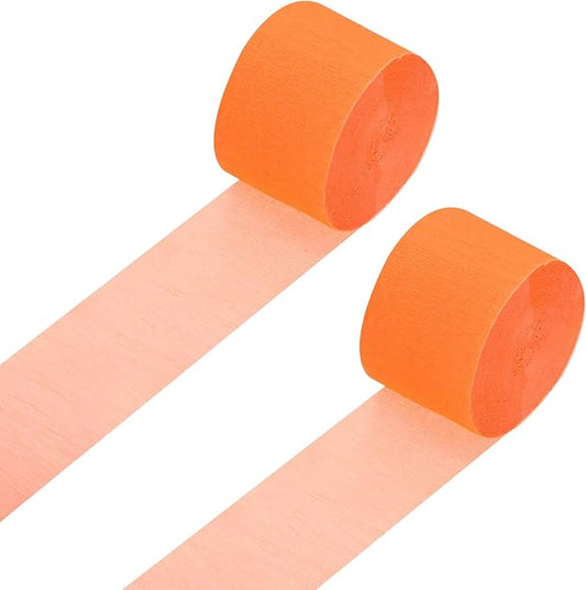 Crepe Paper Roll, Fluorescent Orange Crepe Paper Streamers Sheets, [for Party Streamer Decorations, Birthday Party] - 1.8 Inch x 82 ft / 2 Roll