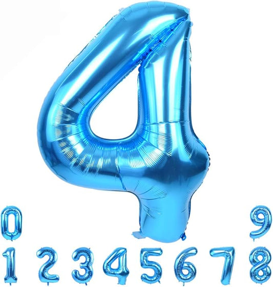 TONIFUL 40 Inch Blue Large Numbers Balloon 0-9 Foil Mylar Big Number 4 Balloon Digital 4 for 2026 Graduation New Year Eve Birthday Party Wedding Bridal Shower Photo Shoot, Anniversary