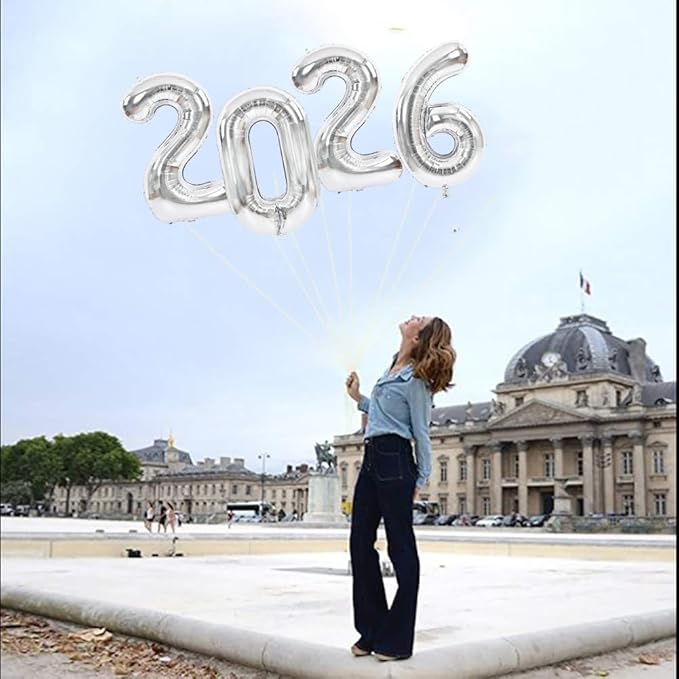 TONIFUL 2026 Graduation Balloons 40 Inch Number Balloons Aluminum Foil Mylar Balloons for Graduation New Year Eve Anniversary Decorations Class of 2026 Grad Party Supplies（Number 2026）