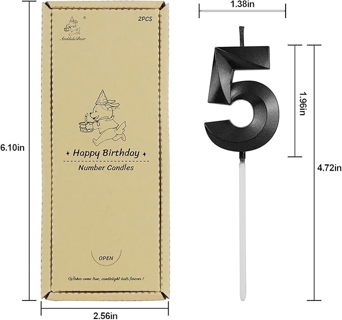 Number 50 Birthday Candles, 1.96 Inch Happy Birthday Cake Candles Cupcakes Topper Decoration for Birthday Party Wedding Anniversary Celebration Supplies (Black)