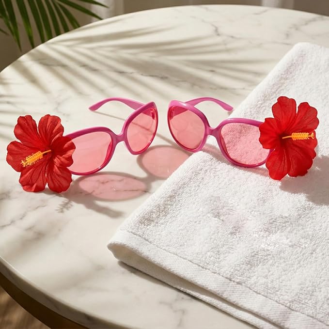 BESTOYARD 2 Pcs Flamingo Sunglasses, Coconut Tree Eyeglasses, Hawaiian Eyewear Props, Summer Photo Booth Accessories