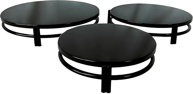 3 Pcs Round Nesting Metal Cake Stands Set 8/10/12 inch Metal Cupcake Display Stands Dessert Trays, Table Decoration Cookie Serving Plates, Suitable for Weddings, Birthdays, Parties, 3 Sizes. (Black)