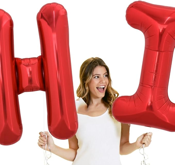 TONIFUL 40 Inch Large Bright Red Letter Balloons A-Z, Giant Jumbo Helium Foil Mylar Big Letter H Balloons for Birthday Party Anniversary Wedding Decorations