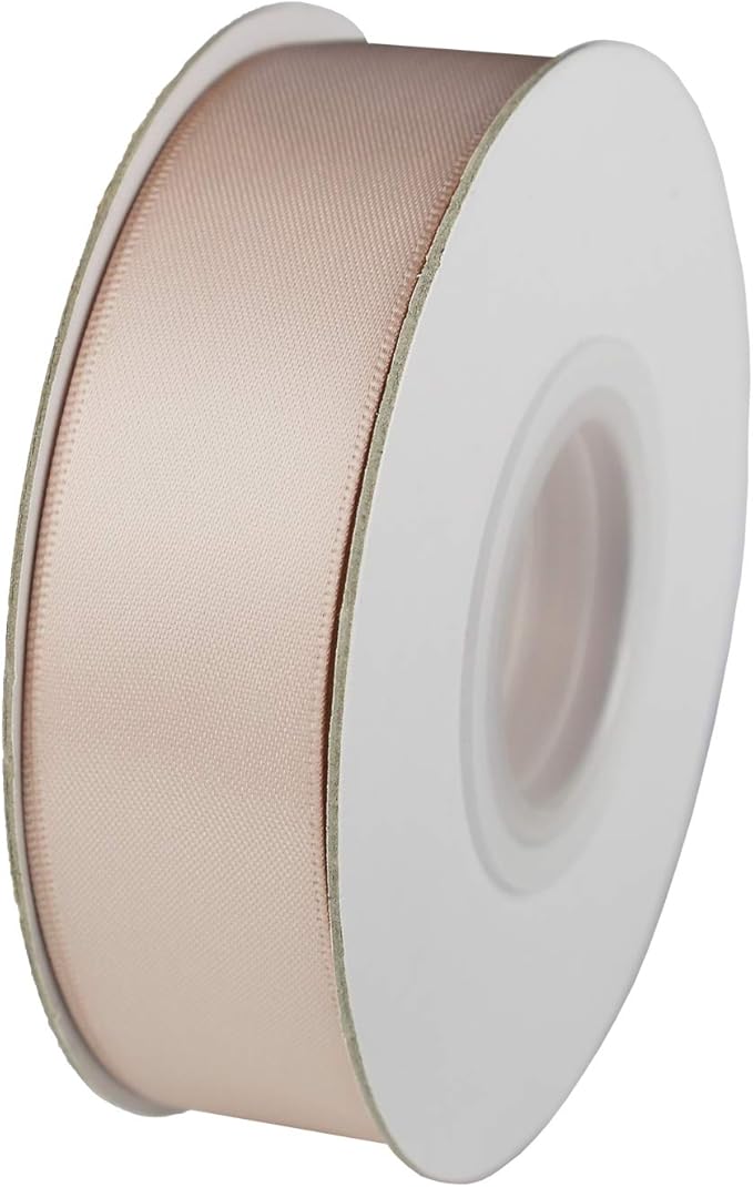 ITIsparkle 1" Inch Double Faced Satin Ribbon 50 Yards-Roll Set for Gift Wrapping Scrap Books Party Favor Hair Braids Baby Shower Decoration Floral Arrangement Craft Supplies, Vanilla Ribbon