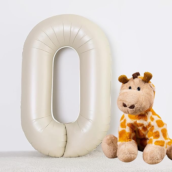 40 Inch Beige Number 10 Balloons for 10th Birthday Decorations Boys Girl, Giant Self-Sealing Cream Foil Number 0-10 White Sand Balloon for Women Men Party Anniversary Baby Shower Supplies