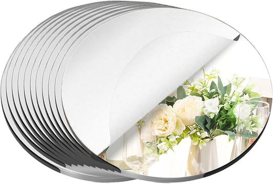 8 Pack Round Mirrors for Centerpieces, 6" Small Acrylic Mirrors Candle Plate Circle Mirror Candles Trays Mirror Tiles for Wedding Table Centerpieces Birthday Decorations, Crafts Decor