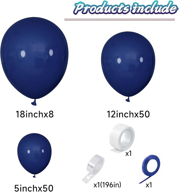 Navy Blue Balloon Arch Kit 111Pcs 18 12 5 Inch Latex Party Balloons Garland for Birthday Baby Shower Wedding Engagement Anniversary Christmas Party Decorations