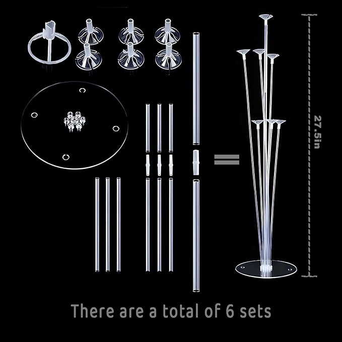 6pcs Balloon Stands Kit Table Centerpiece Table Decorations for Valentine's Day Wedding Proposal Decoration Party Decorations (Red Heart)
