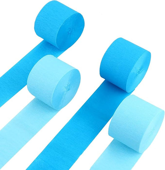 4 Rolls Crepe Paper Blue Series Streamers – Perfect for Streamers Party Decorations, Wedding, Birthday, Colored Decor, and DIY Craft Supplies(1.8 Inch x 82 Ft/Roll)