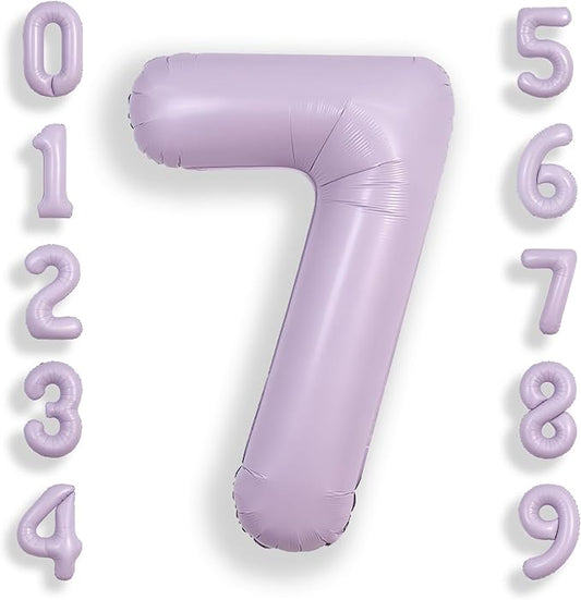 SUWEN 40 Inch Light Purple Large 7 Balloon Number Big Foil Helium Lavender Number Balloons Huge Mylar 0-9 Giant Jumbo Happy 7th Birthday Party Anniversary Decorations