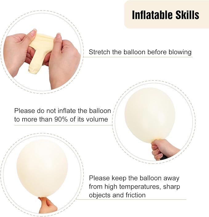 RUBFAC 135pcs Ivory White Balloons Different Sizes 18 12 10 5 Inch Latex Balloon Garland Arch for Party Decoration Birthday Gender Reveal Wedding Anniversary Baby Shower Party Supplies