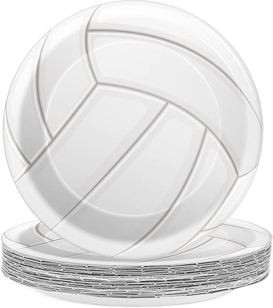 Wiooffen 24pcs Volleyball Party Supplies Paper Plates Set Disposable Tableware Pack Volleyball Party Dessert Plates Sports Birthday Baby Showers Holidays Decorations, 7"