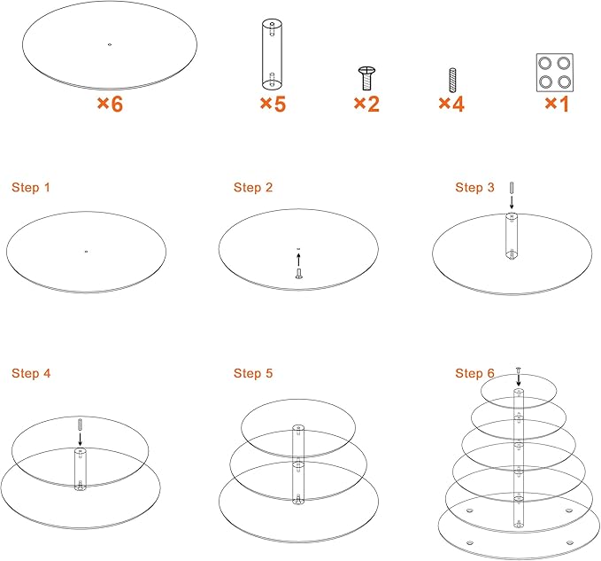Cupcake Stand, 6 Tier Large Cupcake Stand for 50 Cupcakes, Round Tiered Cupcake Holder, Clear Acrylic Cup Cake Tower Stand, Dessert Table Display Set for Party, Wedding, Birthday, Party, Halloween