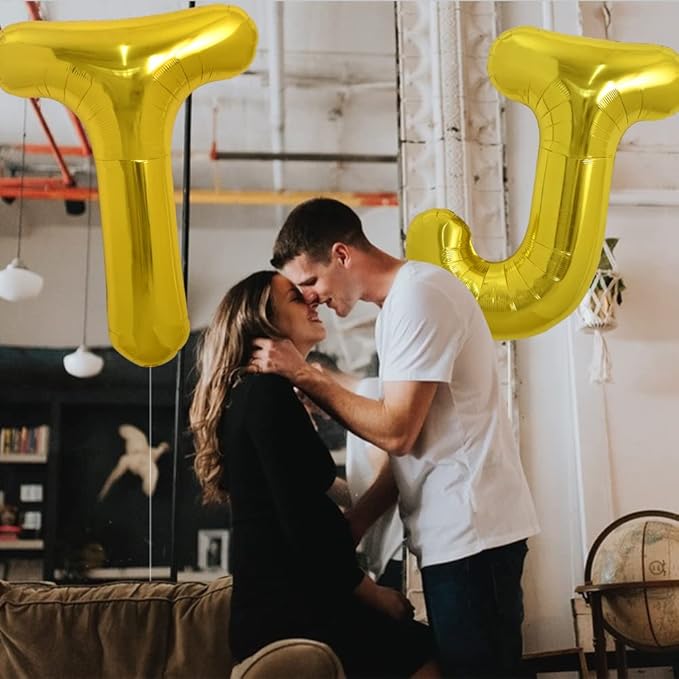 TONIFUL 40 Inch Large Gold Letter J Balloons, Foil Mylar Big Balloons for 2026 New Year Eve Graduation Wedding Baby Shower Birthday Party Anniversary Decorations
