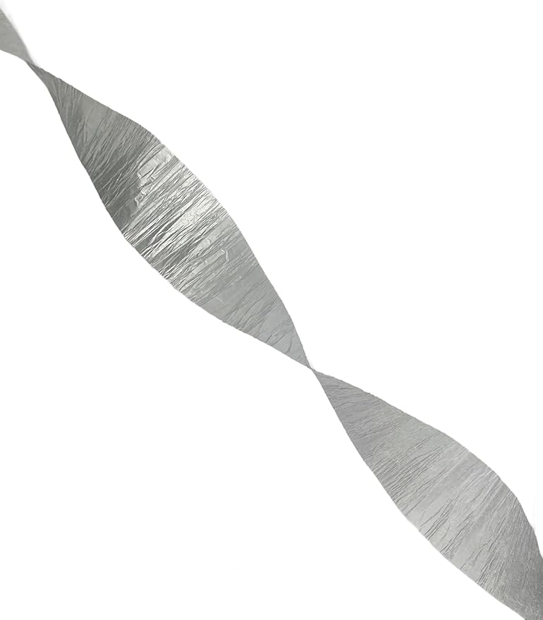 Metallic Silver Crepe Paper Streamers 2 Rolls Made in USA