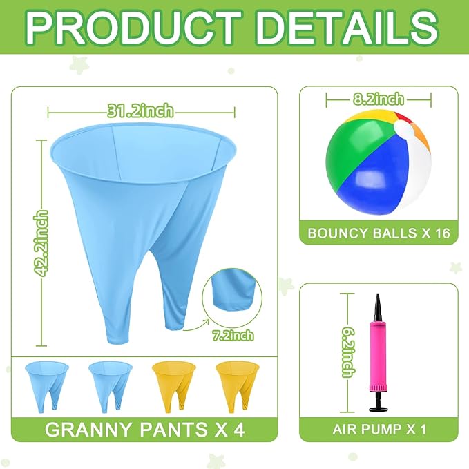Granny Pants Yard Game Freaky Party Games Pants with Bouncy Balls and Air Pump Oversized Granny Pants Outdoor Game for Adults and Family Interactive Throwing Game for Group Gatherings