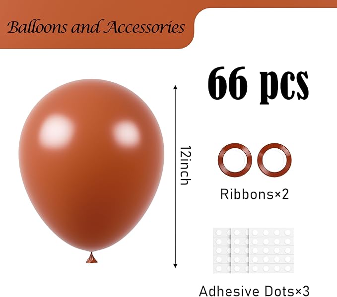 Voircoloria Coffee Brown Balloons, 66pack 12inch Tan Latex Party Balloons for Wedding, Birthday, Graduation, Bridal Shower, Baby Shower, Gender Reveal, Anniversary, Bachelorette Party Decorations