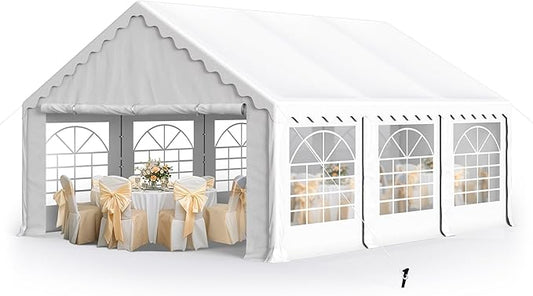 MFSTUDIO 16'x20' Party Tent, Outdoor Heavy Duty Party Tents with Removable Sidewalls, Large Canopy Tent Shelter for Outdoor Events Wedding Birthday, White