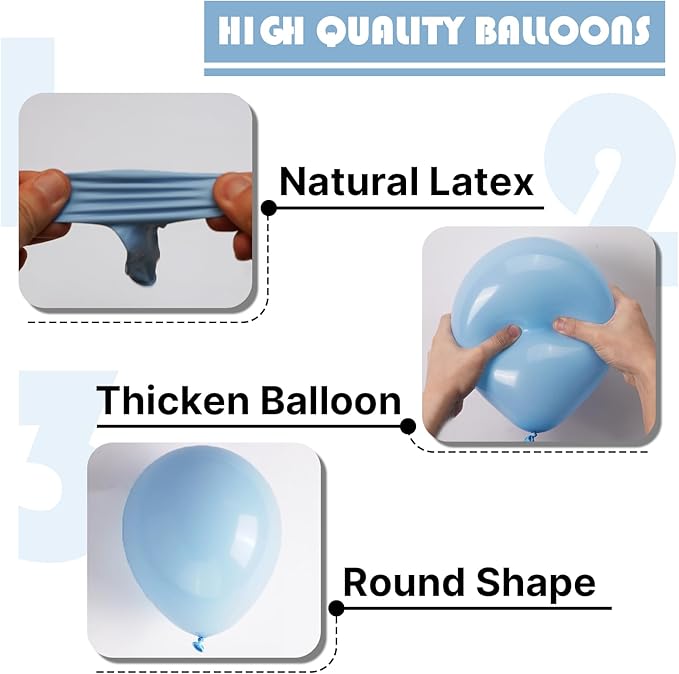 PartyWoo Light Blue Balloons 152pcs Different Sizes of 18 12 10 5 Inch Baby Pastel Sky Aqua Blue Balloon Arch Kit Garland for Birthday Gender Reveal Baby Shower Graduation Party Decorations Blue-Y4