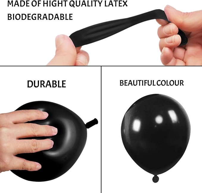 Black Balloons 110Pcs, 5 Inch Small Black Latex Party Balloons, Mini Thick Black Birthday Balloons for Wedding Baby Shower Decorations.