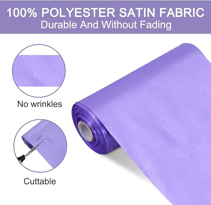 TONIFUL 6 inch x 22yd Wide Lavender Satin Ribbon Light Purple Violet Ribbons Solid Fabric Ribbon for Cutting Sewing Ceremony Party Decoration Chair Sash Table Runner Car Bows Indoor Outdoor Yard Decor