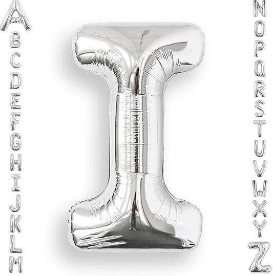 AULE 40 Inch Big Letter Balloon Silver I Large Foil Helium Alphabet Balloons A-Z for Birthday Anniversary Graduation New Year Party Decoration Supplies