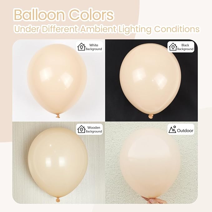 120pcs Nude Balloons, 18 12 10 5 inch Different Sizes Boho Neutral Balloon Arch Kit for Wedding Baby Shower Birthday Party Decorations