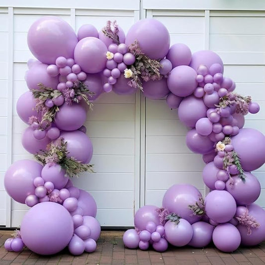 Purple Balloon Garland Double Stuffed Lavender Lilac Macaron Balloons Different Sizes 18/12/5 Inch Latex Pastel Balloons Arch Kit for Birthday Wedding Baby Shower Butterfly Princess Party Decoration