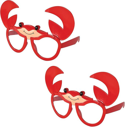 Beistle Set of 2 Red Crab Eyeglasses, Sea Creature Eyewear for Hawaiian Beach Theme Luau Favors, Mardi Gras Pary Accessories
