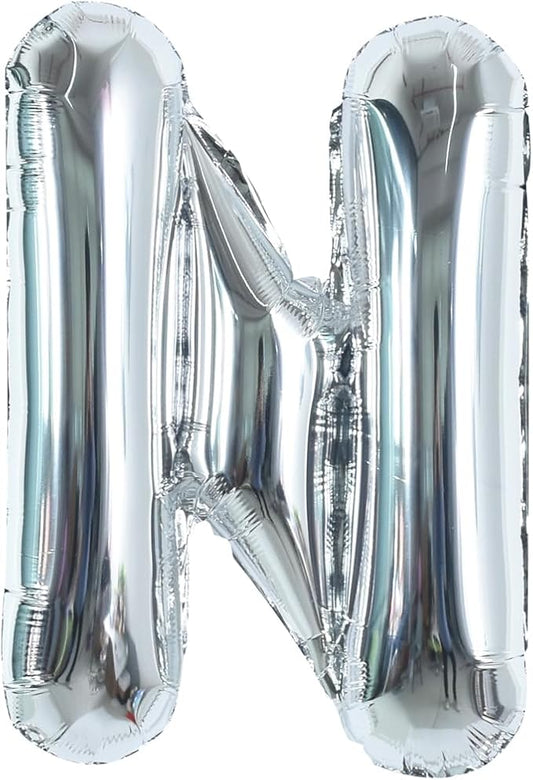 TONIFUL 40 Inch Large Silver Letter N Balloons Foil Mylar Big Letter Ballons for 2026 New Year Eve Graduation Wedding Baby Shower Birthday Party Anniversary Supplies Decorations