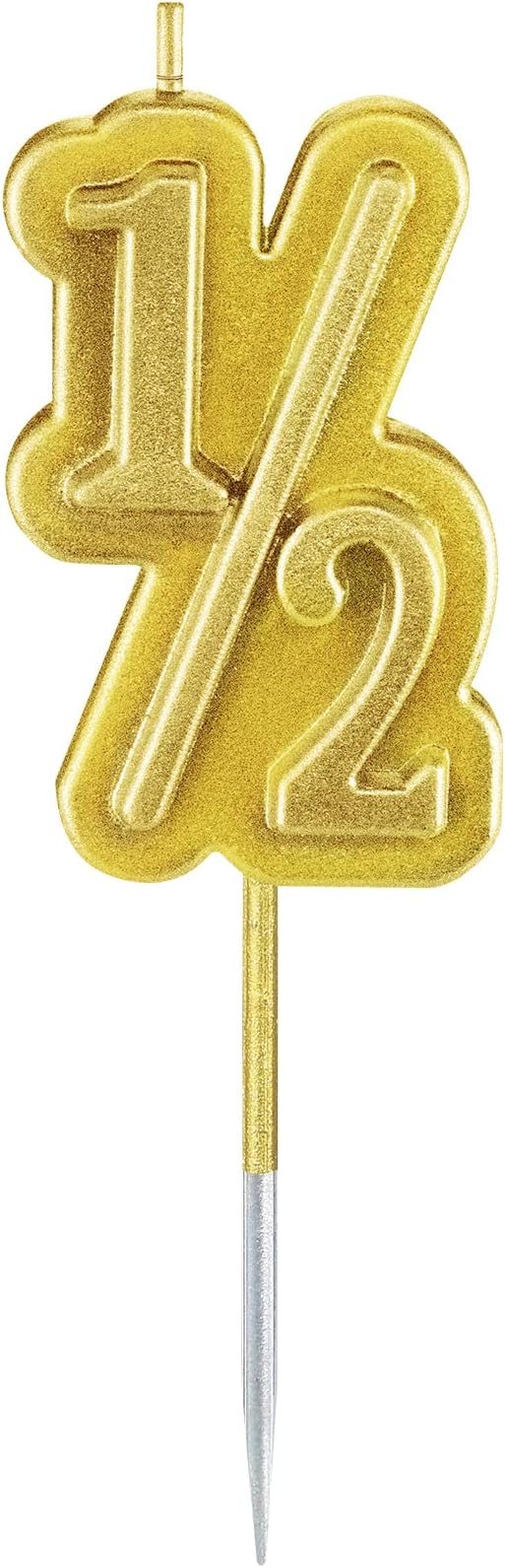 BBTO Half Birthday Candle 1/2 Year Old Cake Topper for Baby's Half Year Old Birthday Anniversary Celebration Party Decorations(Gold)