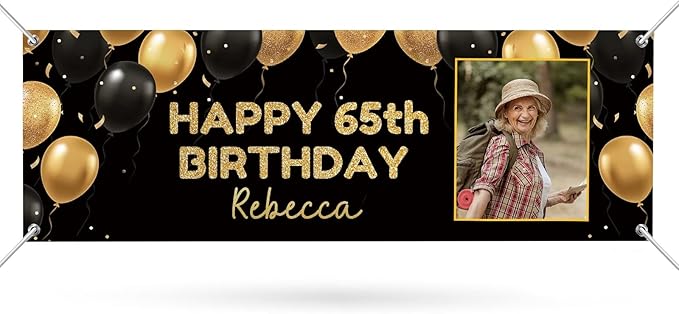 Happy Birthday Banner Personalized Name Photo Age Custom Birthday Banners and Signs Customize for Birthday Party Decoration 6'x2'