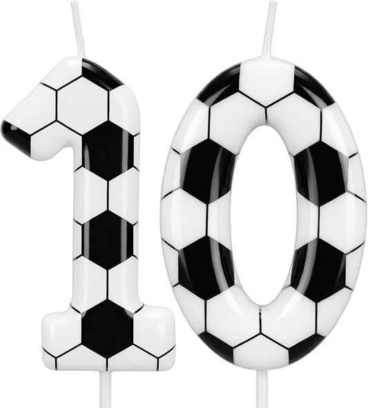 Soccer Number 10 Birthday Candle, First Birthday Candle Sport-Theme Cake Topper, Soccer Theme Party Decorations for Boys Girls, Party Supplies Birthday Gifts