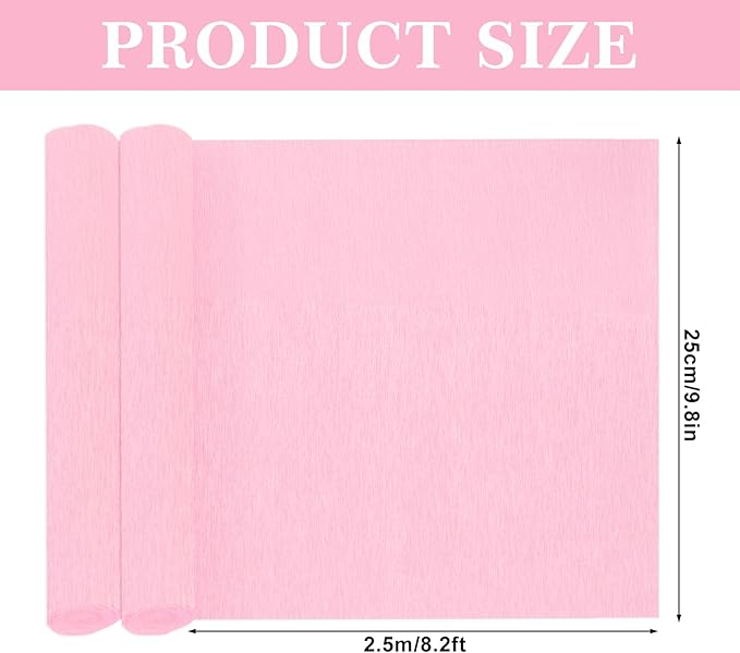 Whaline 8 Rolls 65.6ft Pink Crepe Paper Streamers 25 x 250cm 4 Colors Party Streamers Pink Theme Crepe Paper Roll Decorative Craft Streamer for DIY Gift Wrapping Crafts Decor