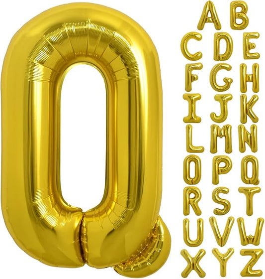 TONIFUL 40 Inch Large Gold Letter Q Balloons Helium Balloons,Foil Mylar Big Balloons for 2026 New Year Eve Graduation Wedding Baby Shower Birthday Party Anniversary Supplies Decorations
