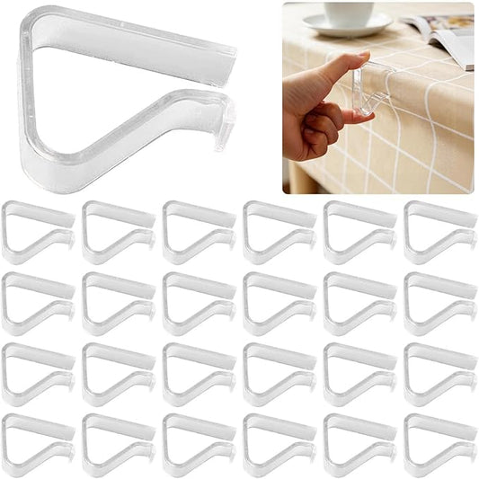 24 Pieces Transparent Clear Tablecloth Clips, Plastic Table Cloth Clips，Windproof Table Cover Holder Clamps，Table Cloth Holder for Home Wedding Party Christmas Outdoor Indoor Picnic Camping(Large)