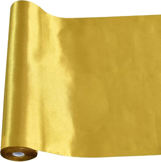 TONIFUL 12 Inch X 11yds Dark Gold Satin Ribbon Extra Wide Christmas Ribbon for Outdoor Use, Ribbon Cutting Ceremony, Grand Opening Ribbon, Table Runner, Chair Sash, Gift Wrapping, Wedding Decoration